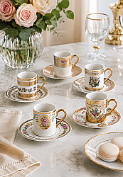 6 KİŞİLİK ELEGANT LUXURY KAHVE FİNCAN TAKIMI - arow