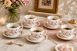 6 KİŞİLİK GOLDEN GARDEN KAHVE FİNCAN TAKIMI - arow