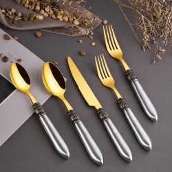 Gold Minerva Çatal Kaşık Bıçak Seti - Pink&More