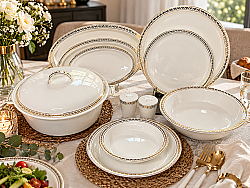 HEDRA GOLD 60 PARÇA PORSELEN YEMEK TAKIMI - arow